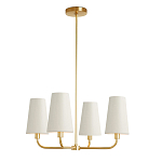 Люстра золотая с белыми тканевыми абажурами Coolness варинант исполнения - 1 | Loft Concept в Москве