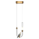 Подвесной светильник с декоративной фигуркой птицы на прозрачной изогнутой трубке Ganthea варинант исполнения - 3 | Loft Concept в Москве