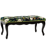 Банкетка из натурального бука черная с изображением птиц и цветов Blooming Birds варинант исполнения - 1 | Loft Concept в Москве