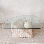 Дизайнерский журнальный стол в виде раковины с жемчужиной под прозрачной столешницей Fahin варинант исполнения - 1 | Loft Concept в Москве