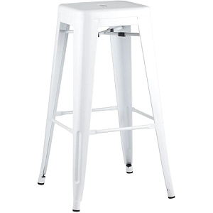Барный Стул без Спинки Белый Глянцевый Металл