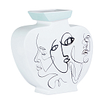 Ваза плоская белая с абстрактными черными линиями в форме лиц Faces of Imagination варинант исполнения - 1 | Loft Concept в Москве
