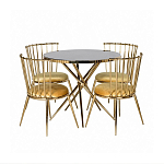 Обеденный стол с чёрной круглой столешницей на золотых ножках Rive Gauche Table варинант исполнения - 3 | Loft Concept в Москве