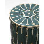 Приставной круглый столик с инкрустацией blue Mandika Bone Inlay  варинант исполнения - 1 | Loft Concept в Москве