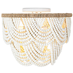 Круглый потолочный светильник с подвесками из круглых деревянных бусин Wooden Beads White Ceiling Lamp варинант исполнения - 1 | Loft Concept в Москве