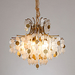 Люстра подвесная с белыми и золотыми круглыми подвесками Диаметр 70 см SHELL Chandelier варинант исполнения - 2 | Loft Concept в Москве