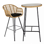 Барный столик с круглой плетеной столешницей Wicker Table Top варинант исполнения - 3 | Loft Concept в Москве