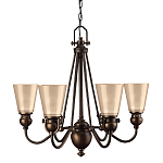 Люстра бронзового цвета с конусными плафонами из бежевого стекла Hinkley варинант исполнения - 1 | Loft Concept в Москве