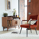 Кресло бархатное с подлокотниками на металлическом каркасе Oriel Retro Armchair варинант исполнения - 7 | Loft Concept в Москве