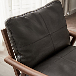 Кресло c каркасом из массива дерева и мягкой кожаной обивкой Walnut Armchair варинант исполнения - 5 | Loft Concept в Москве