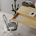 Стол письменный с выдвижным ящиком цвета древесины LEILA WORKING TABLE OAK ANTHRACITE варинант исполнения - 9 | Loft Concept в Москве