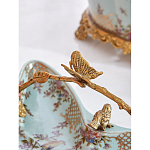 Блюдо из голубого фарфора с бронзовой ручкой в виде ветки Blue Garden варинант исполнения - 5 | Loft Concept в Москве