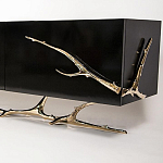 Дизайнерский комод чёрный глянцевый с основанием в виде золотых ветвей Meta Credenza  варинант исполнения - 1 | Loft Concept в Москве