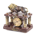 Часы настольные из креноида и бронзы с декором в виде льва Lion Stone Clock варинант исполнения - 3 | Loft Concept в Москве