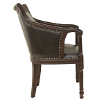 Кресло кожаное на 4-х деревянных ножках из массива березы Ethan Armchair brown варинант исполнения - 1 | Loft Concept в Москве