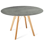 Стол обеденный с серой овальной столешницей из керамики на четырех деревянных ножках Gray Ceramics варинант исполнения - 6 | Loft Concept в Москве