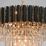 Люстра из черного металла с многоярусными подвесками из прозрачного хрусталя на золотой цепи Empire Black Chandelier Crystal варинант исполнения - 9 | Loft Concept в Москве