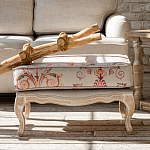 Мягкая банкетка из массива бука серая с растительным орнаментом Raffael Grey Floral Banquette варинант исполнения - 6 | Loft Concept в Москве