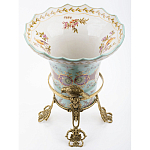 Ваза из голубого фарфора с рисунком птиц и цветов и декоративными элементами Blue Garden варинант исполнения - 3 | Loft Concept в Москве