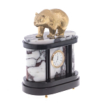 Часы настольные бронзовые с декором в виде медведя Bear Stone Clock варинант исполнения - 3 | Loft Concept в Москве