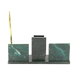 Настольный письменный набор из змеевика с визитницами и ручкой Successful Leader варинант исполнения - 3 | Loft Concept в Москве