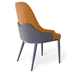 Стул оранжевый с высокой спинкой из искуственной кожи на серых металлических ножках Enigma Orange варинант исполнения - 2 | Loft Concept в Москве