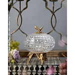 Конфетница прозрачная стеклянная на бронзовых ножках в виде морских коньков с крышкой в виде ракушки Eden Garden варинант исполнения - 3 | Loft Concept в Москве