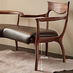 Кушетка с деревянным каркасом и сиденьем из коричневой натуральной кожи Moon Walnut Furniture варинант исполнения - 4 | Loft Concept в Москве