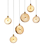 Подвесной светильник с плафонами из рельефного стекла Peony Glass Bronze Six варинант исполнения - 1 | Loft Concept в Москве