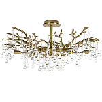 Потолочная люстра в виде ветвей деревьев золотого цвета с прозрачными подвесками-каплями Droplet Chandelier варинант исполнения - 1 | Loft Concept в Москве