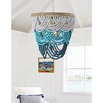 Круглая многоярусная люстра с подвесками в виде круглых бусин Wooden Beads Turquoise Chandelier варинант исполнения - 2 | Loft Concept в Москве