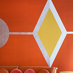 Обои ручная роспись Chez Nina by India Mahdavi Lantana colourway on Arancio dyed silk варинант исполнения - 3 | Loft Concept в Москве