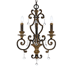 Люстра с подвесками из прозрачного стекла на кованом каркасе бронзового цвета в классическом стиле Quoizel варинант исполнения - 11 | Loft Concept в Москве