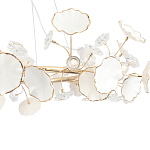 Люстра круглая с белыми лепестками из керамики и прозрачными хрустальными цветками Диаметр 82 см Wintery flovers варинант исполнения - 4 | Loft Concept в Москве