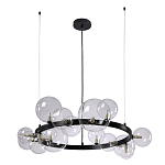 Люстра круглая подвесная с 15-ю прозрачными шарообразными плафонами из стекла Iona chandelier варинант исполнения - 6 | Loft Concept в Москве