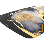 Обеденный стол с прямоугольной черно-золотой столешницей из стекла на 4-х металлических ножках Gold and Black Marble варинант исполнения - 4 | Loft Concept в Москве
