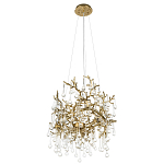 Подвесная люстра в виде ветвей деревьев золотого цвета с прозрачными подвесками-каплями 8 и 14 ламп Droplet Chandelier варинант исполнения - 4 | Loft Concept в Москве