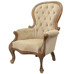 Кресло с мягкой обивкой из светло-коричневого велюра на 4-х деревянных ножках Evelyn Classical Armchair варинант исполнения - 3 | Loft Concept в Москве