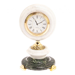 Часы настольные бронзовые из натуральных камней Мрамор и Змеевик Stone Clock варинант исполнения - 7 | Loft Concept в Москве