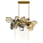 Люстра подвесная с 22-мя гранёными стеклянными плафонами с вертикальными подвесками Gilded Mirage  варинант исполнения - 2 | Loft Concept в Москве