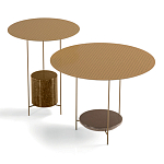 Дизайнерский круглый кофейный стол из металла с мраморным декором PANNA COTTA Coffee Table варинант исполнения - 6 | Loft Concept в Москве