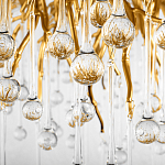 Люстра подвесная с прозрачными стеклянными подвесками в форме капель Диаметр 80 см Droplet Chandelier варинант исполнения - 16 | Loft Concept в Москве