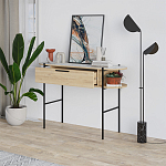 Консоль напольная деревянная с выдвижным ящиком и 2-мя полками со столешницей цвета белый мрамор OTIS CONSOLE OAK варинант исполнения - 2 | Loft Concept в Москве