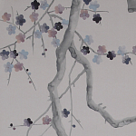 Обои ручная роспись Plum Blossom Special Colourway on Lilac Hint dyed silk варинант исполнения - 3 | Loft Concept в Москве