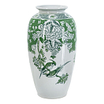 Ваза высокая с зелеными цветочными и птичьими мотивами Vase Inspired by Nature варинант исполнения - 1 | Loft Concept в Москве
