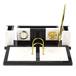 Настольный письменный набор из белого мрамора и змеевика Marble Accessory варинант исполнения - 1 | Loft Concept в Москве