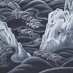 Обои ручная роспись Matsushima Waves Roka on Edo Night painted silk варинант исполнения - 2 | Loft Concept в Москве