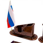 Настольный письменный набор с часами из природного камня обсидиана  Contract Extended варинант исполнения - 3 | Loft Concept в Москве