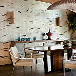 Обои ручная роспись Fishes Blue Pearl on Tarnished Silver gilded silk with pearlescent antiquing варинант исполнения - 4 | Loft Concept в Москве