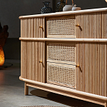 Дизайнерский комод овальный с фактурным фасадом и вставками из плетеных элементов Ambar варинант исполнения - 3 | Loft Concept в Москве